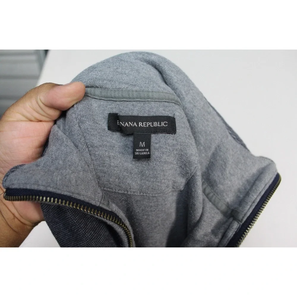 Banana Republic Men Gray Pullover Sweater Quarter Zip Mock Neck Size Medium